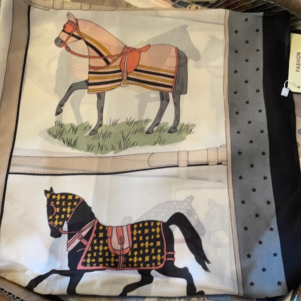 COPY - Silk scarf 72 x 38“ Horse print